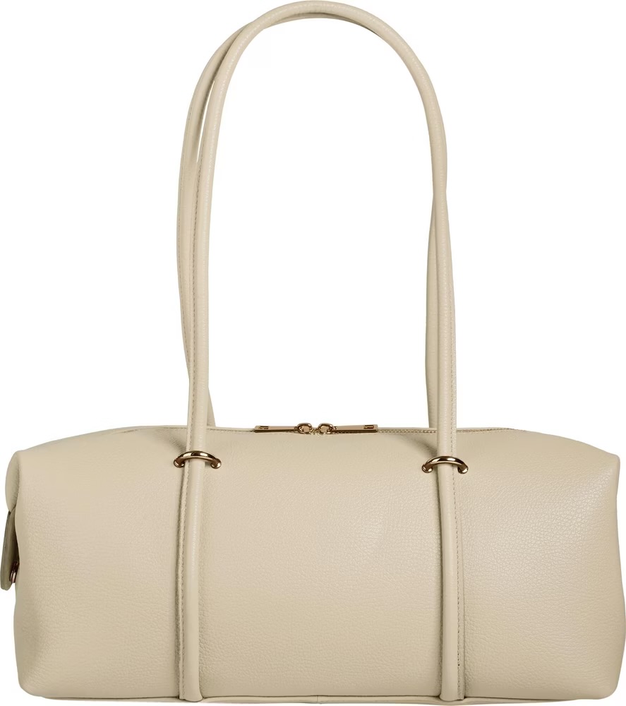 Bolso de hombro cilíndrico en piel Italiana beige Salome