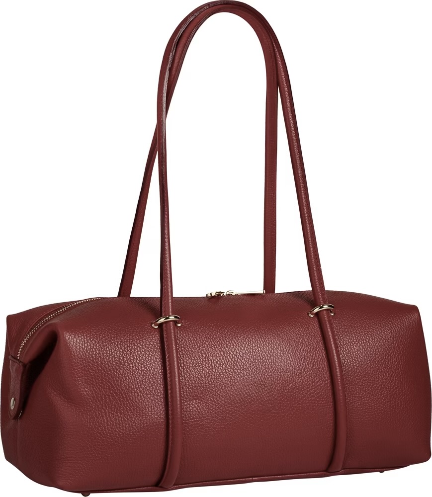 Bolso de hombro cilíndrico en piel Italiana burdeos Salome