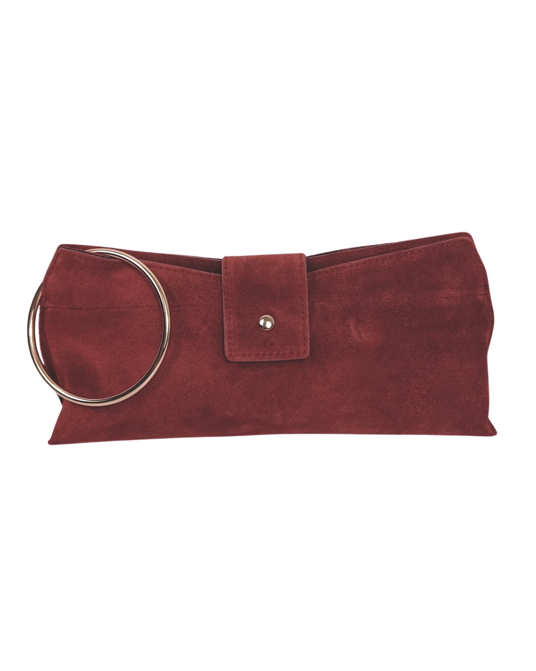 Bolso de ante burdeos con asa de anilla Ximena