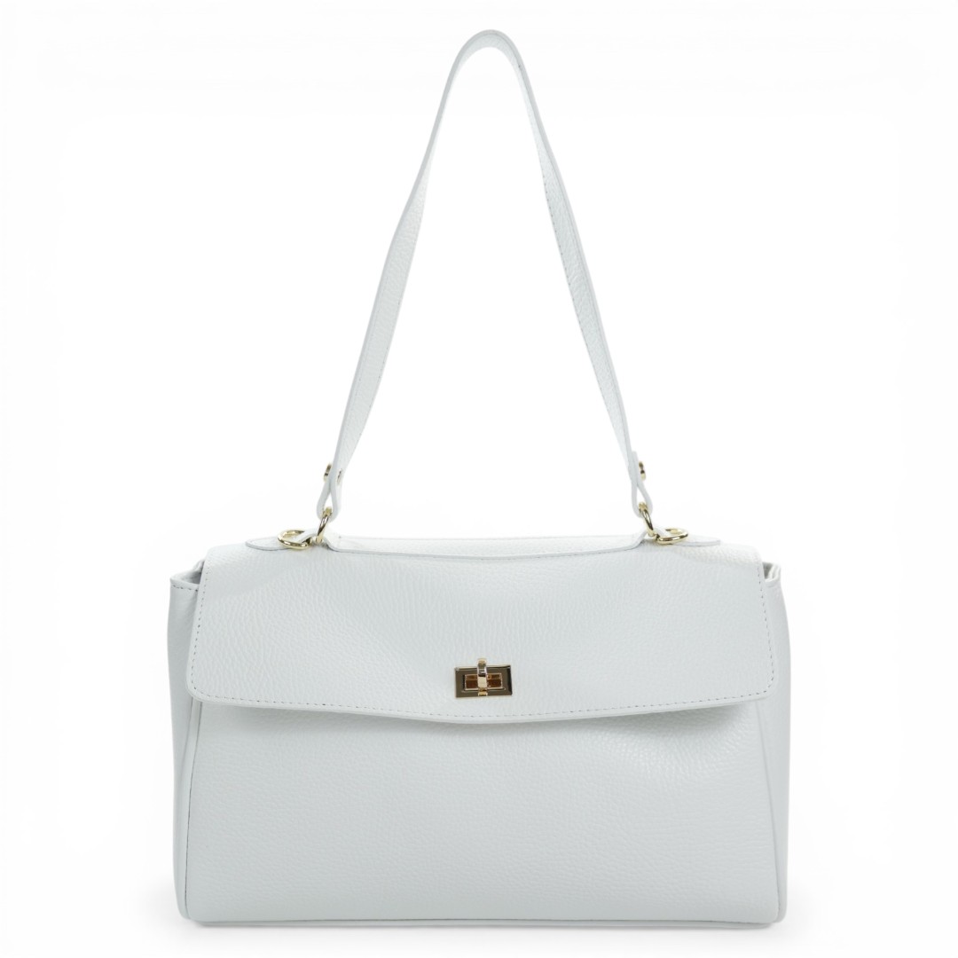 Bolso bandolera de piel blanco con solapa Shirley