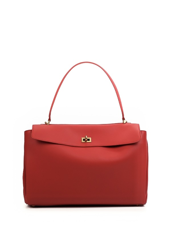 Bolso bandolera de piel rojo con solapa Shirley