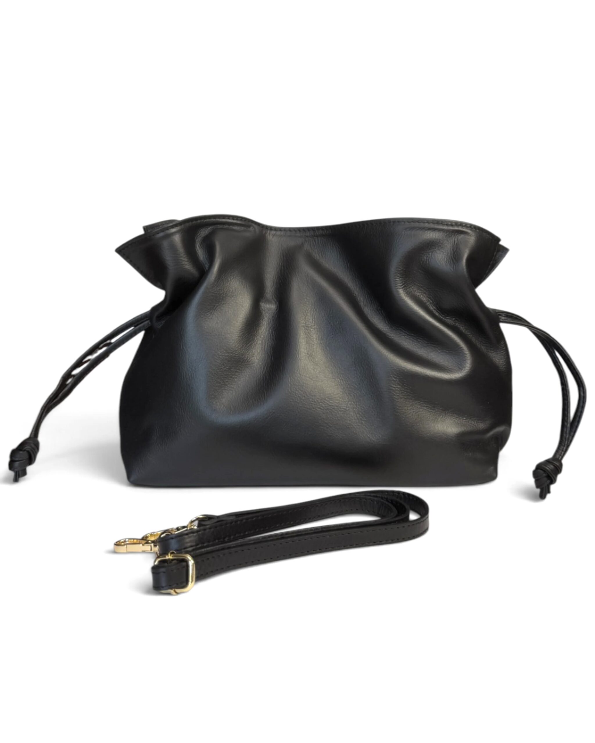 Bolso de mano negro de piel Italiana Katia