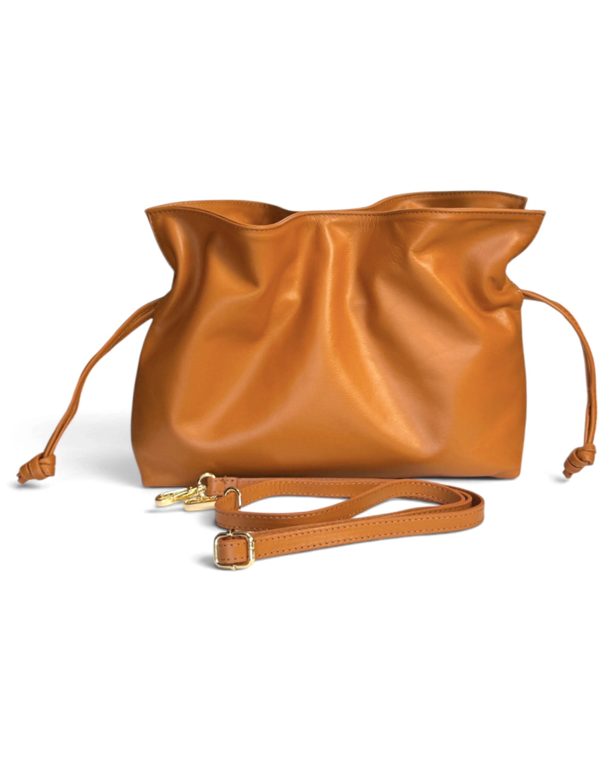 Bolso de mano naranja de piel Italiana Katia