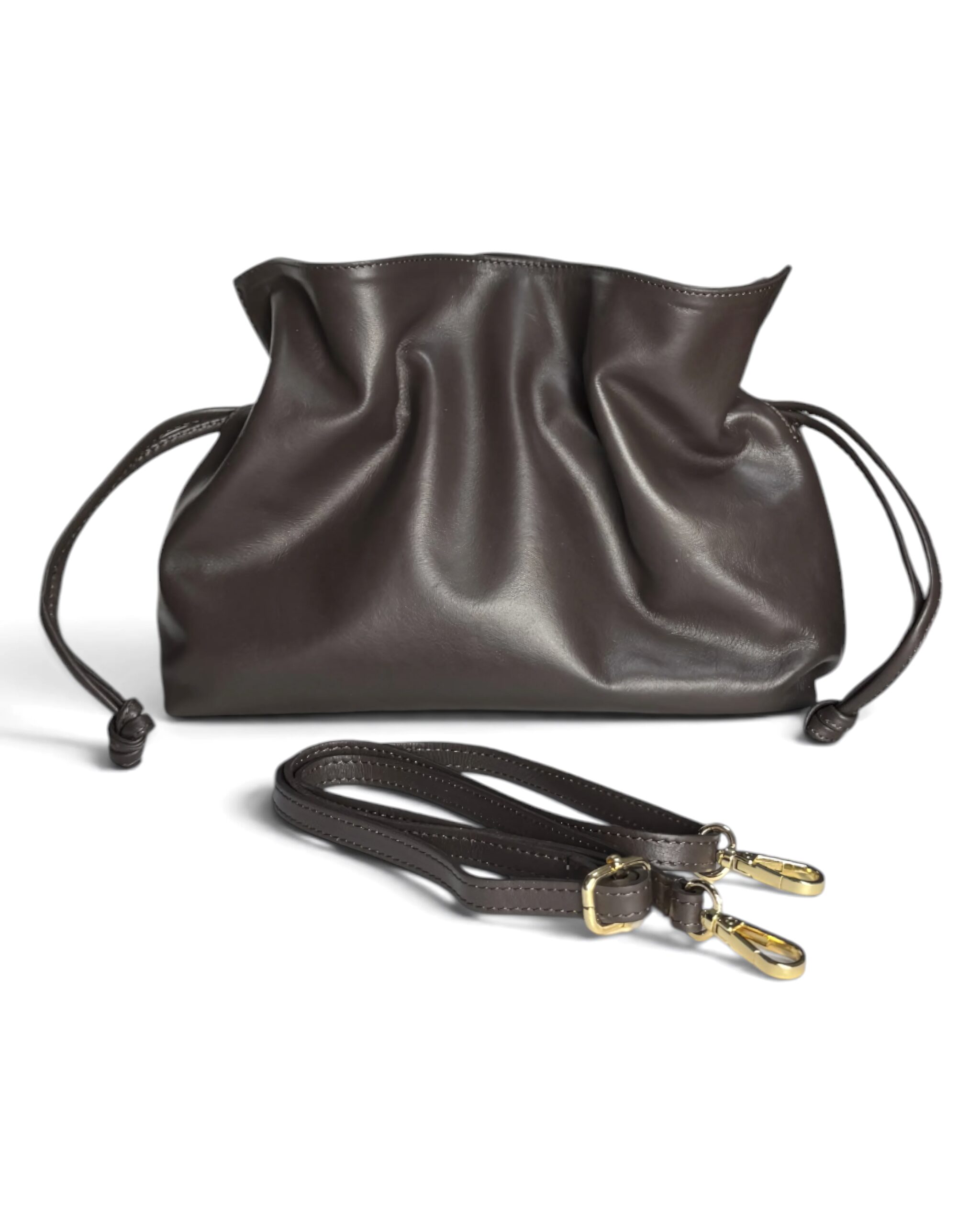 Bolso de mano marrón de piel Italiana Katia