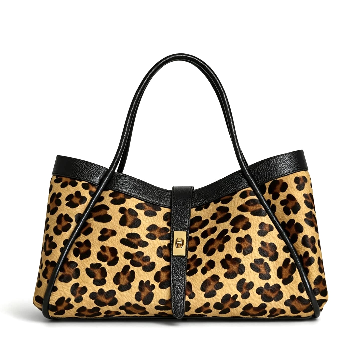 Bolso de hombro de cuero y pelo animal print tigre