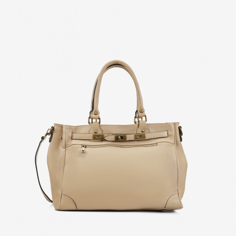 bolso shopper de piel taupe Korri