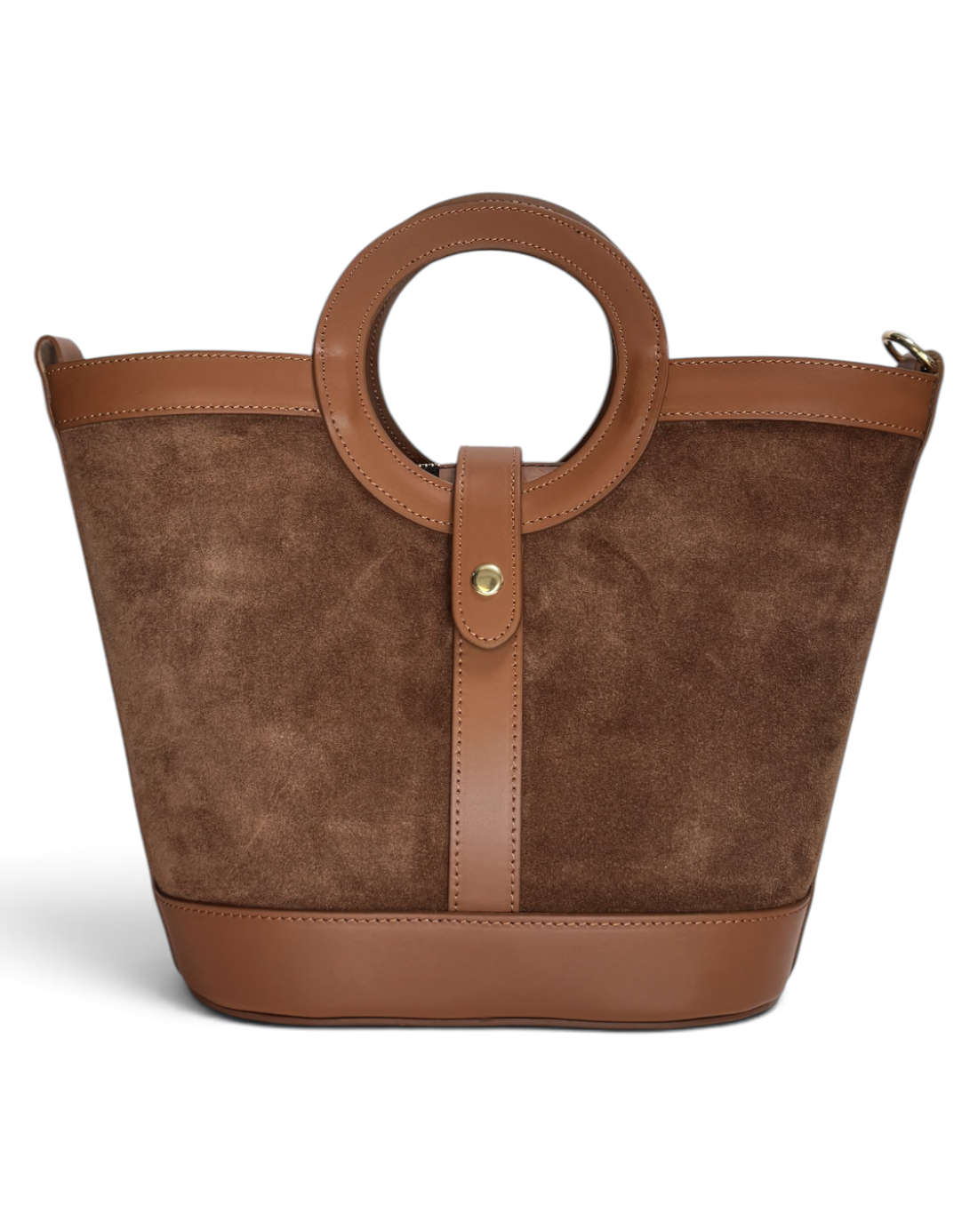 Bolso de Mano de Ante y Piel Italiana camel Milano | IBAGS BELTS