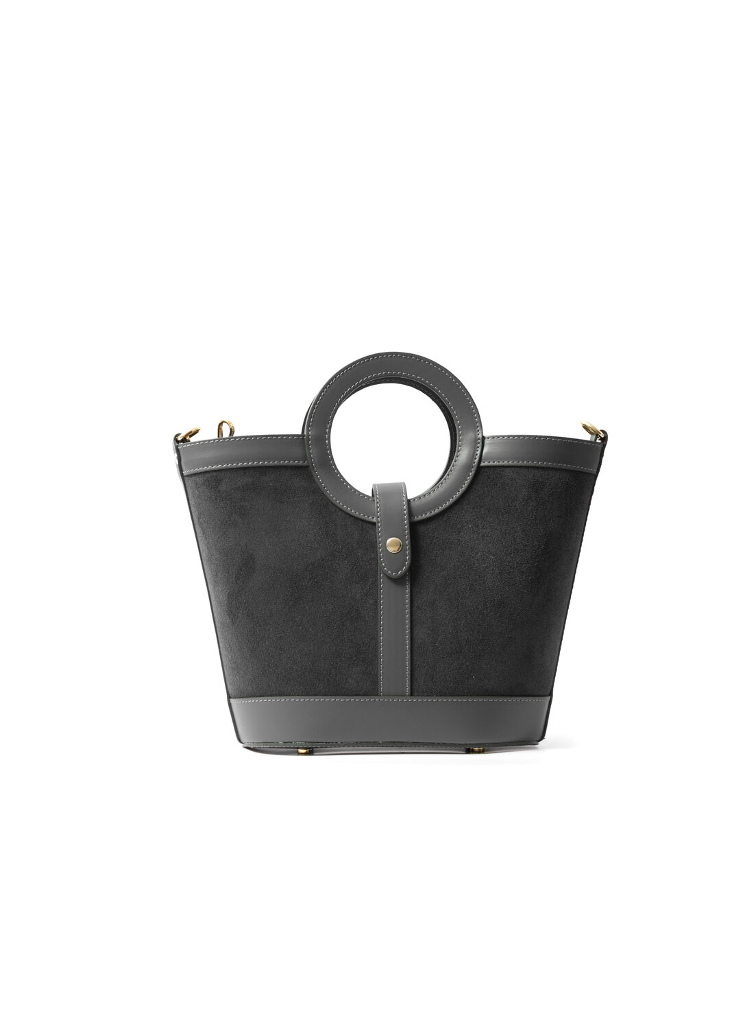 Bolso de Mano de Ante y Piel Italiana gris Milano | IBAGS BELTS